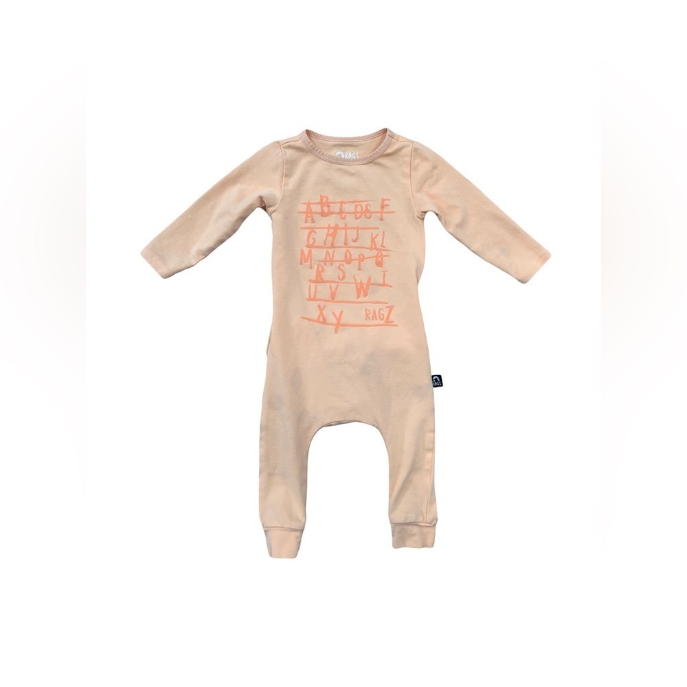 Rags Size 3-6 Months Peach Alphabet Romper